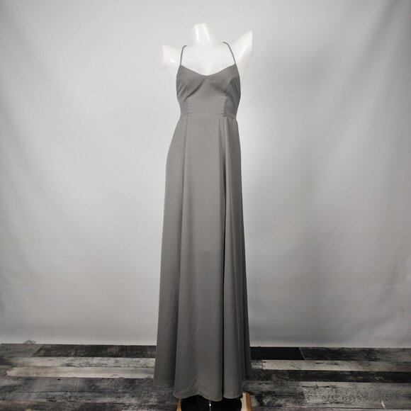 Show Me Your MUMU Grey Chiffon Long Gown Size S - Picture 1 of 11
